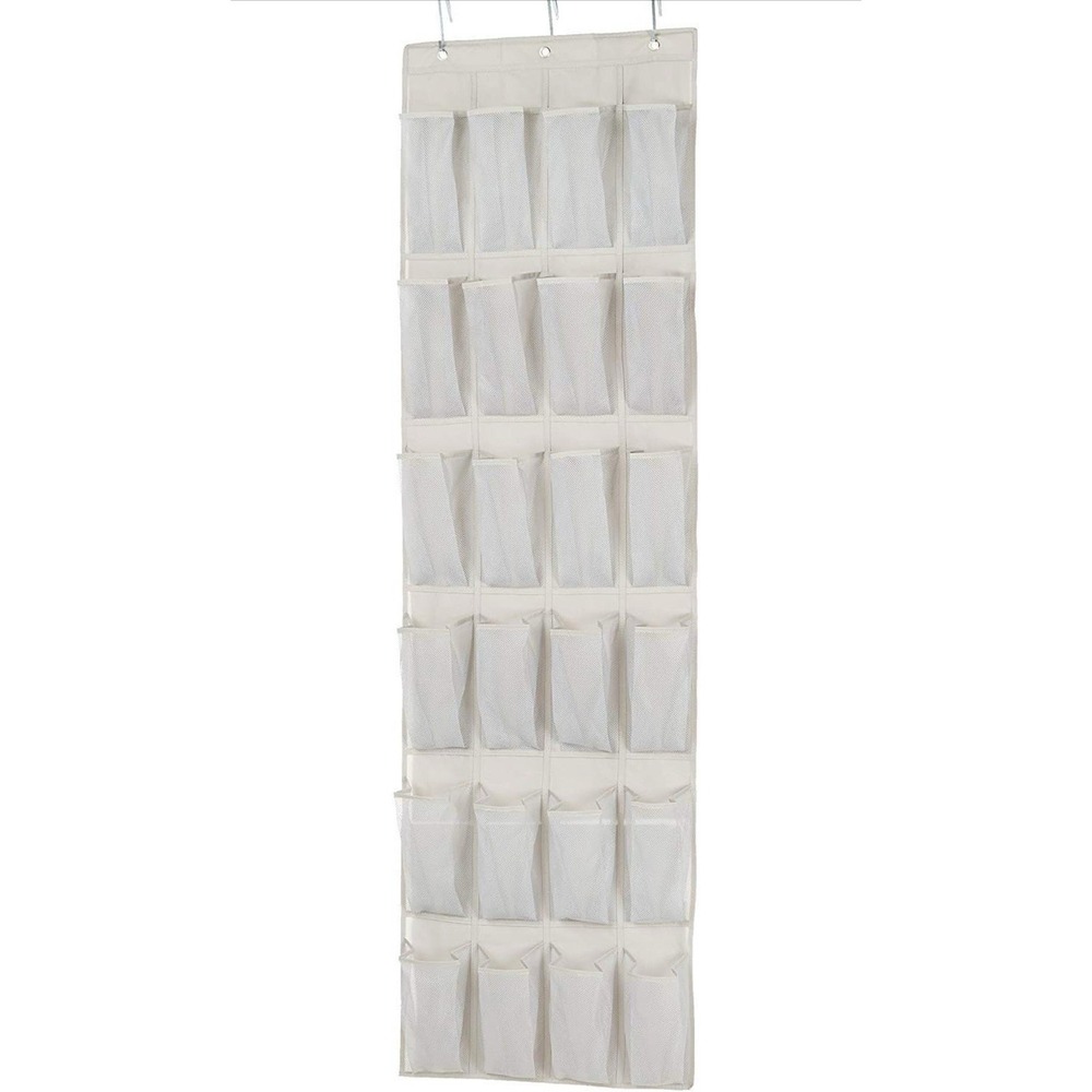 Amazon Basics 24 Medium Pocket Over-the-Door Hanging Shoe Light Grey